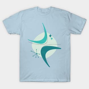 Retro Mid Century Modern Atomic Age 26 Aqua, Teal T-Shirt